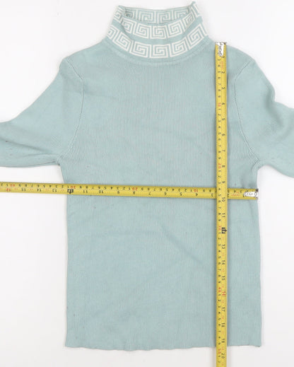Womens UK Size S You & Me Paris Blue Pullover Jumper