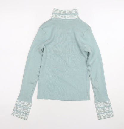 Womens UK Size S You & Me Paris Blue Pullover Jumper
