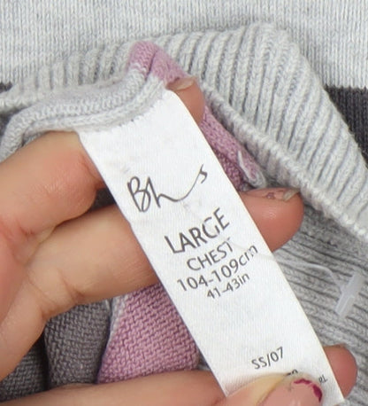 Mens UK Size L BHS Grey Pullover Jumper