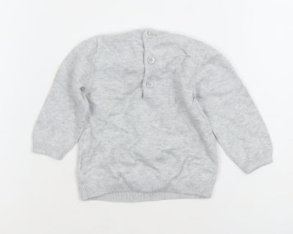 Mamas & Papas Grey Santa Knitted Baby Jumper 0-3 Months Christmas Pullover