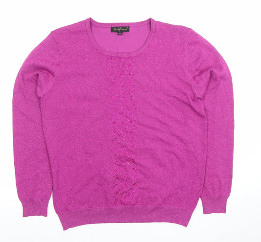 Womens UK Size M/L Madflowers Purple Pullover Jumper