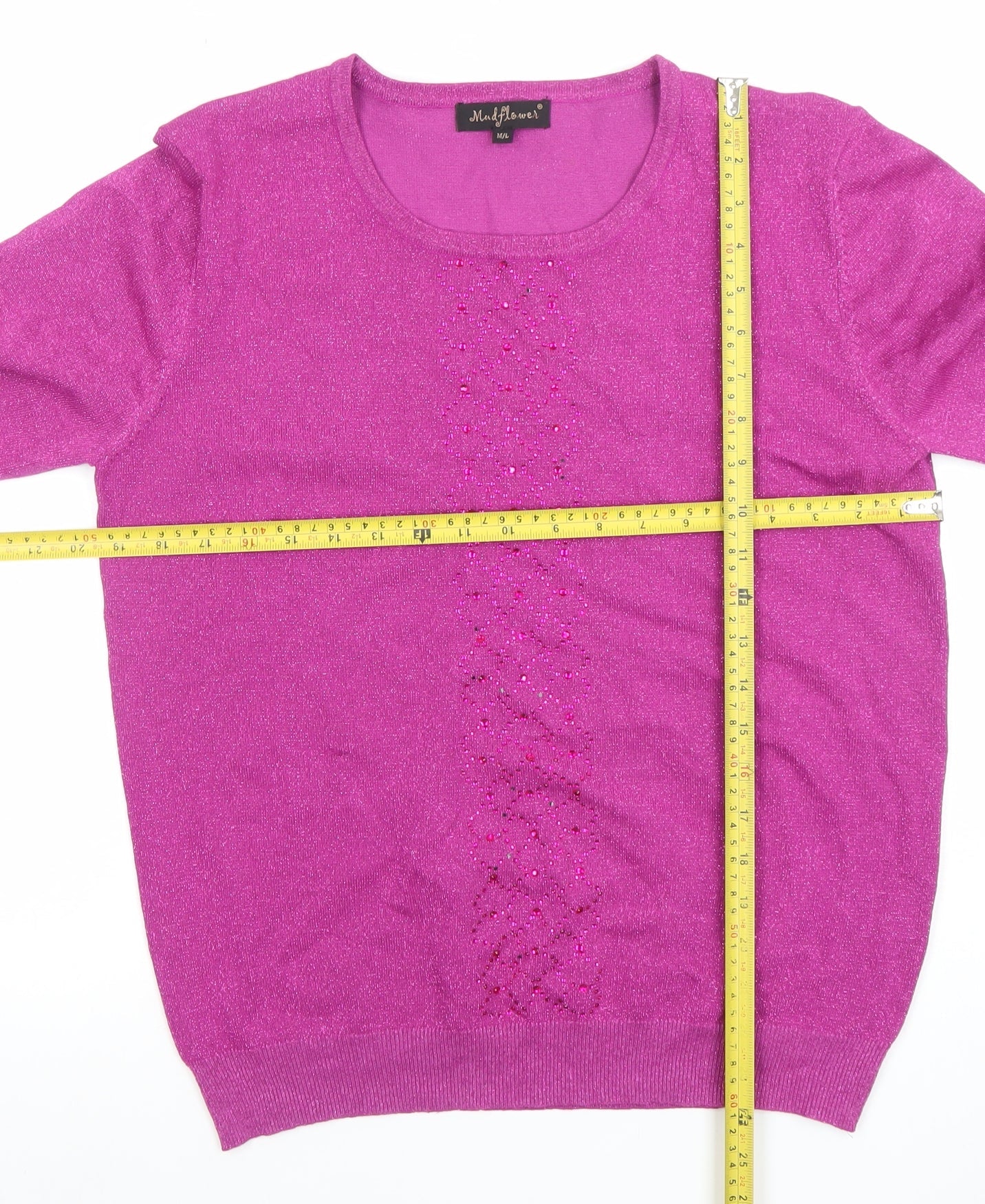 Womens UK Size M/L Madflowers Purple Pullover Jumper