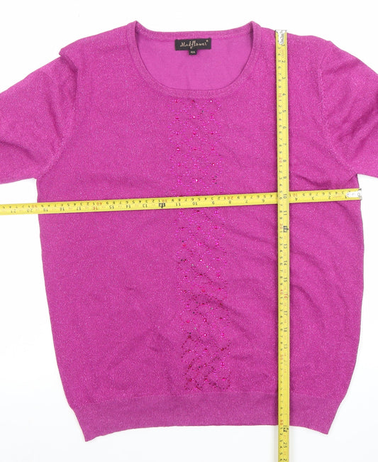Womens UK Size M/L Madflowers Purple Pullover Jumper