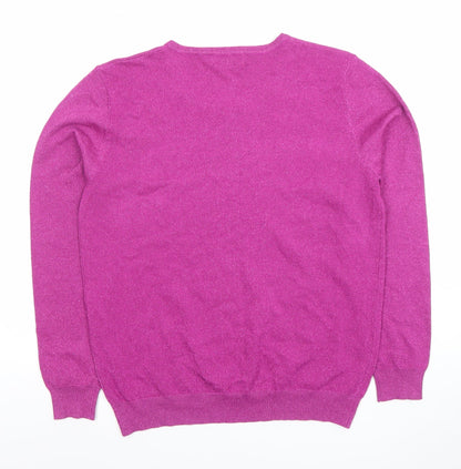 Womens UK Size M/L Madflowers Purple Pullover Jumper