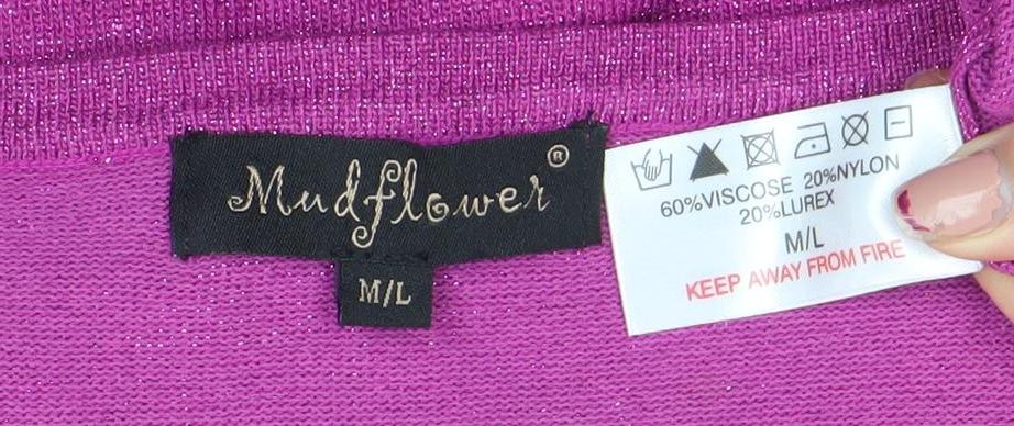 Womens UK Size M/L Madflowers Purple Pullover Jumper