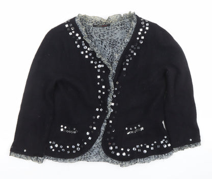 Womens UK Size 14 Jeff & Co Black Cardigan Jumper