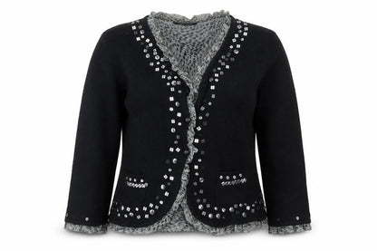 Womens UK Size 14 Jeff & Co Black Cardigan Jumper