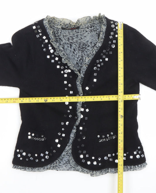 Womens UK Size 14 Jeff & Co Black Cardigan Jumper
