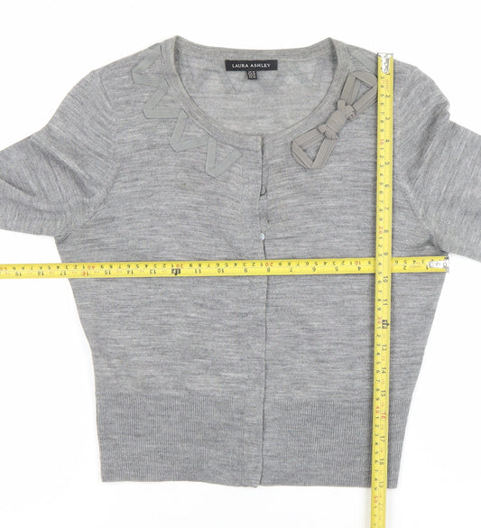 Womens UK Size 10 Laura Ashley Grey Cropped Button-Up
