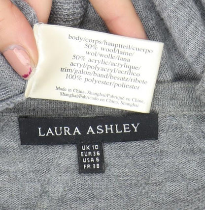 Womens UK Size 10 Laura Ashley Grey Cropped Button-Up