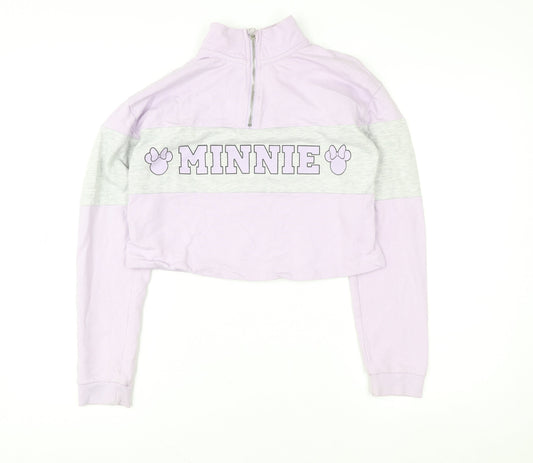 George Girls Purple Minnie Mouse Half Zip Sweatshirt 13-14 Years