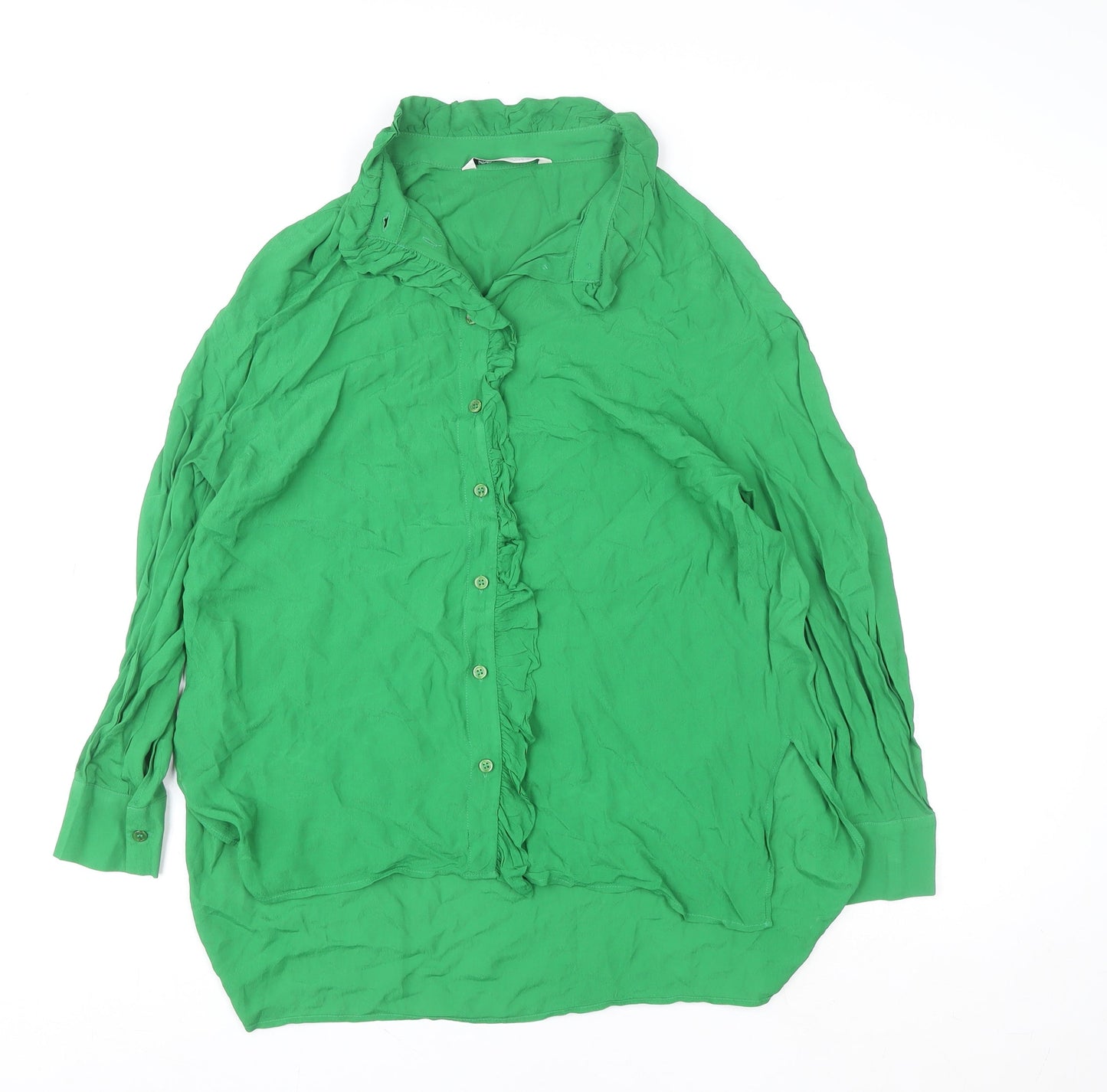 Womens UK Size XS Zara Green Basic Blouse
