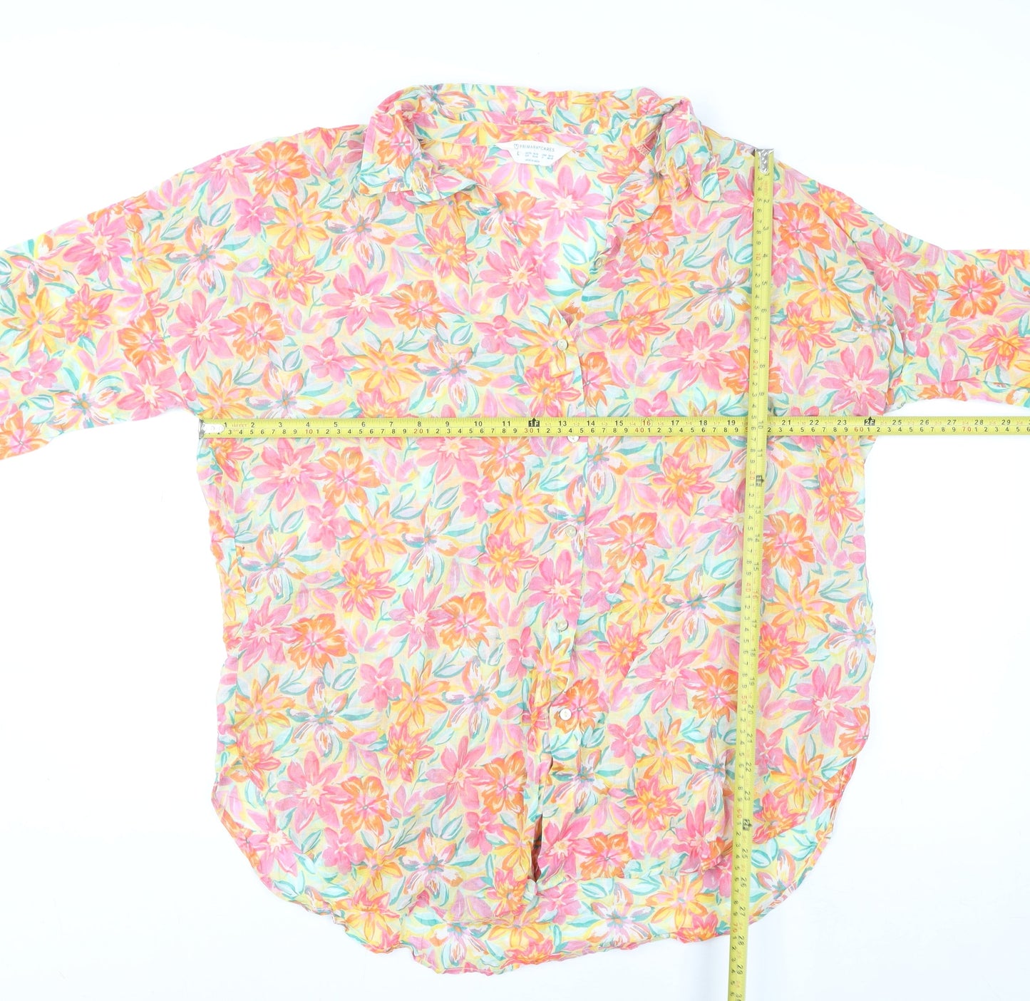 Primark Womens Multicoloured Floral Cotton Long Sleeve Tunic Shirt L