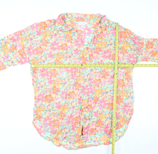 Primark Womens Multicoloured Floral Cotton Long Sleeve Tunic Shirt L