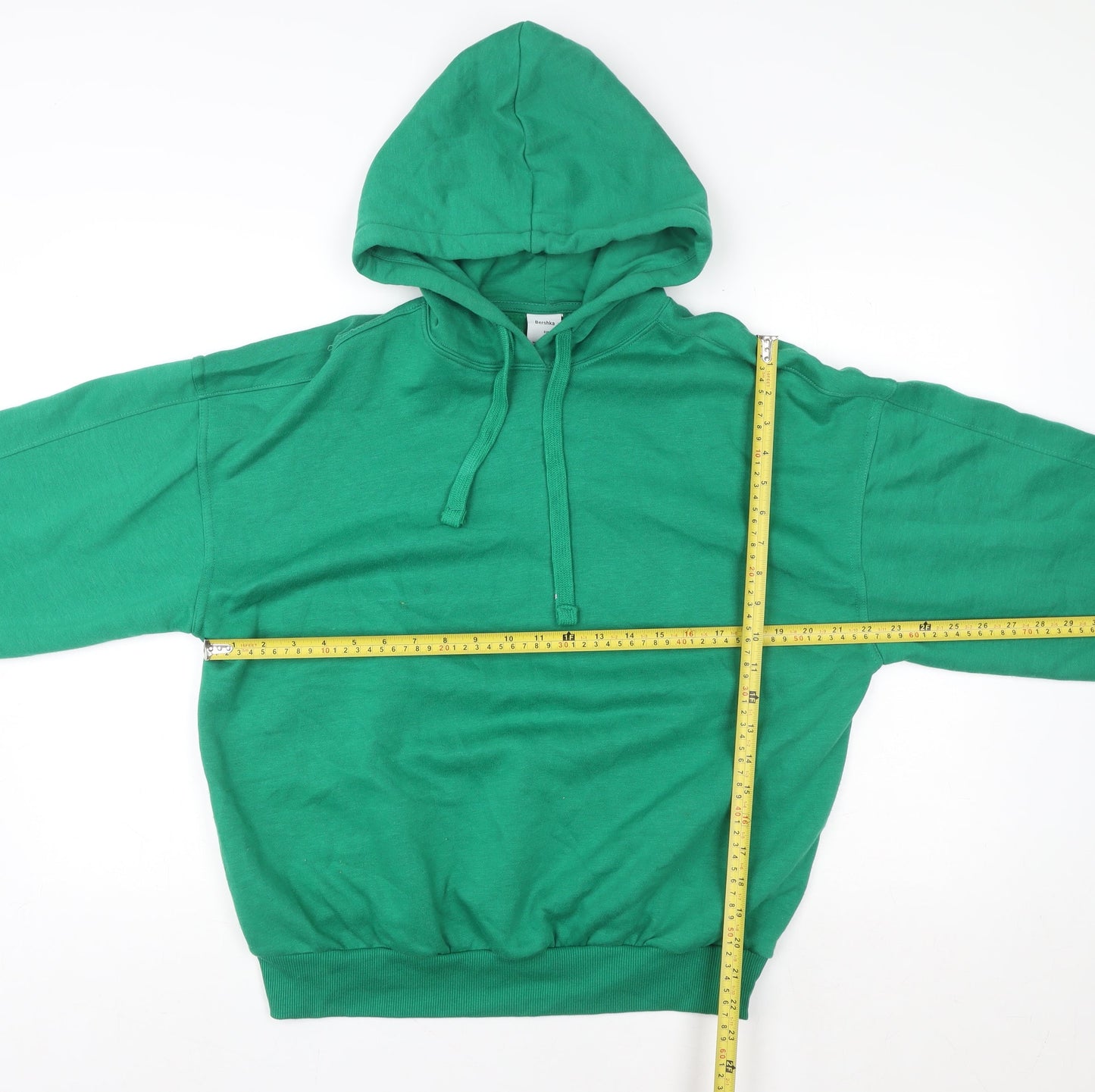 Bershka Women Green Pullover Hoodie XS Cotton Blend Casual