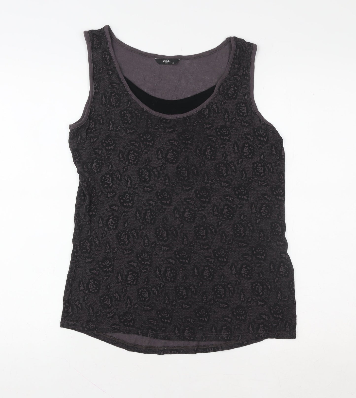 Womens UK Size 14 M&Co Black Basic Tank