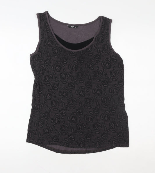 M&Co Women’s Black Floral Petite Size 14 Sleeveless Tank Top