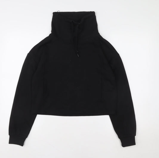 F&F Women Black XS Pullover Polyester Funnel Neck Sweatshirt