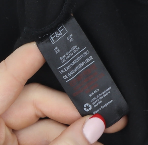 Womens UK Size XS F&F Black Pullover Sweatshirt