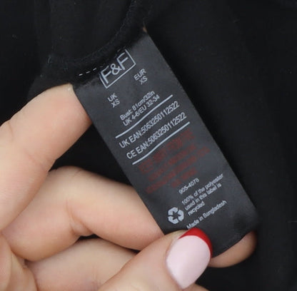 Womens UK Size XS F&F Black Pullover Sweatshirt