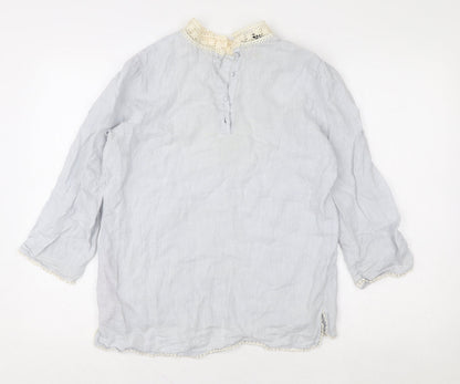 Womens UK Size S Zara Basic Grey Bohemian Blouse