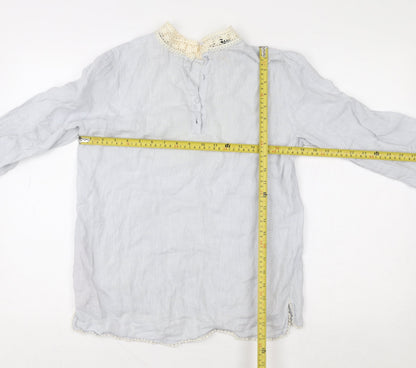 Womens UK Size S Zara Basic Grey Bohemian Blouse