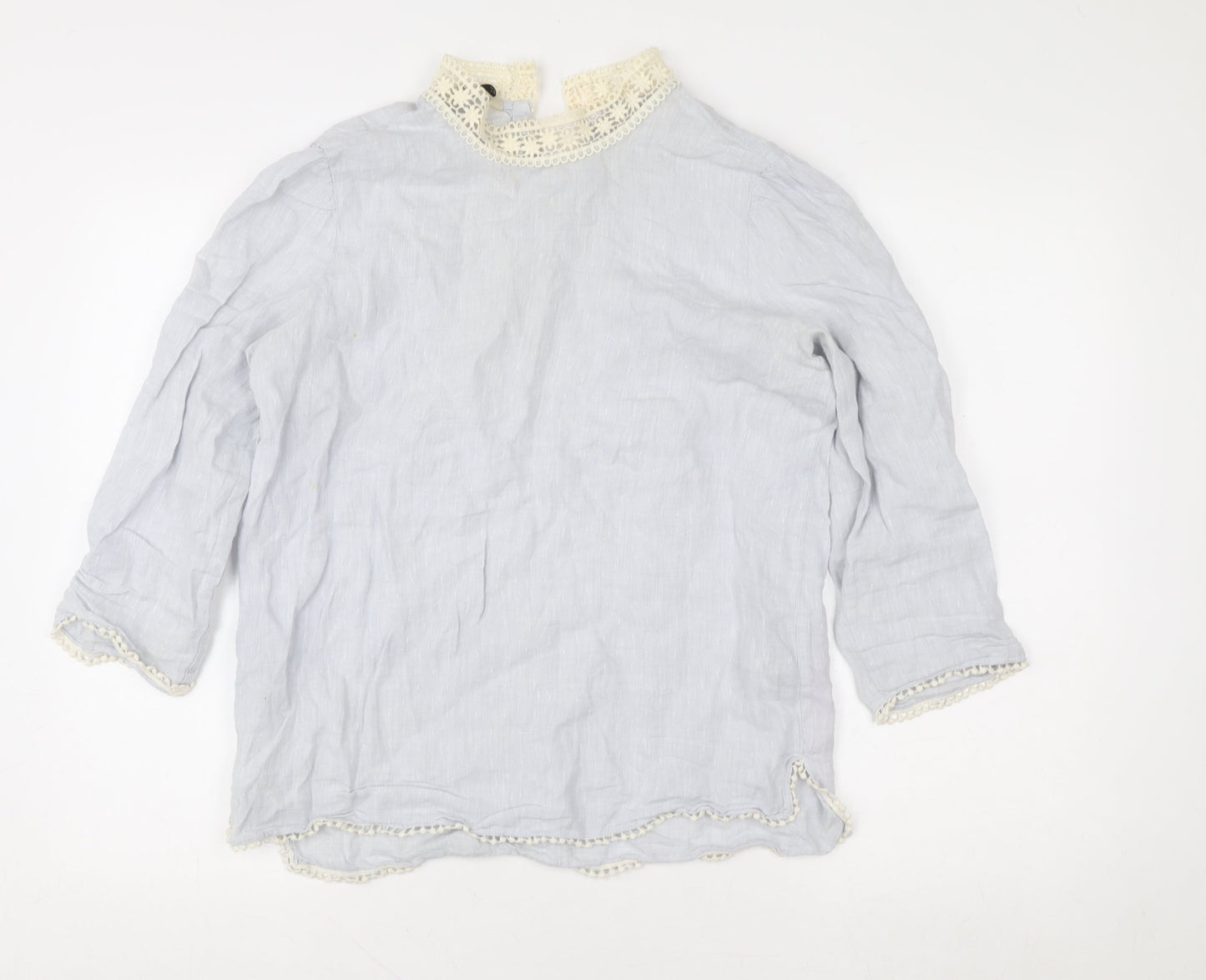 Womens UK Size S Zara Basic Grey Bohemian Blouse