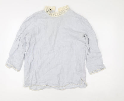 Womens UK Size S Zara Basic Grey Bohemian Blouse