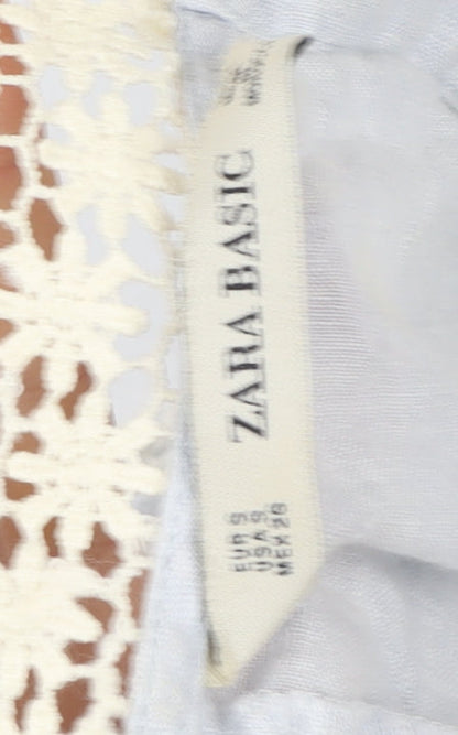 Womens UK Size S Zara Basic Grey Bohemian Blouse