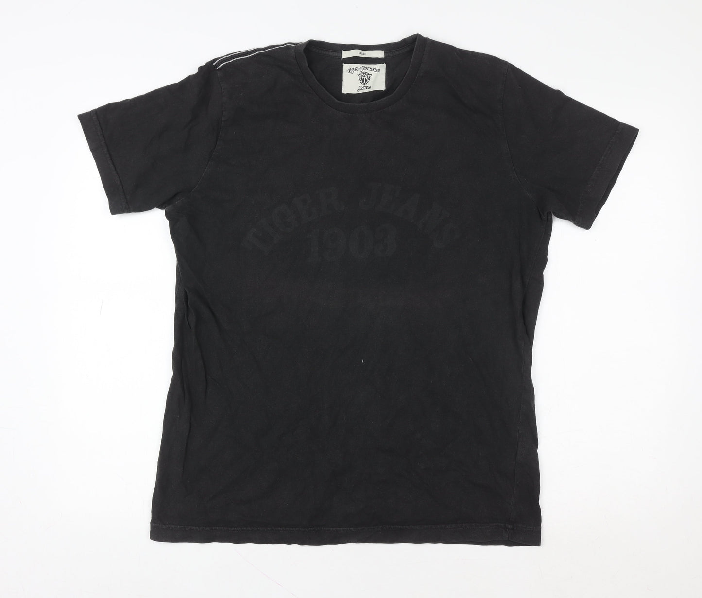 Tiger of Sweden Men's Black Cotton Crew Neck Logo T-Shirt Size L