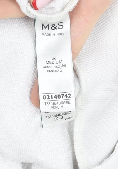 Womens UK Size M Marks and Spencer White Pullover Sweatshirt