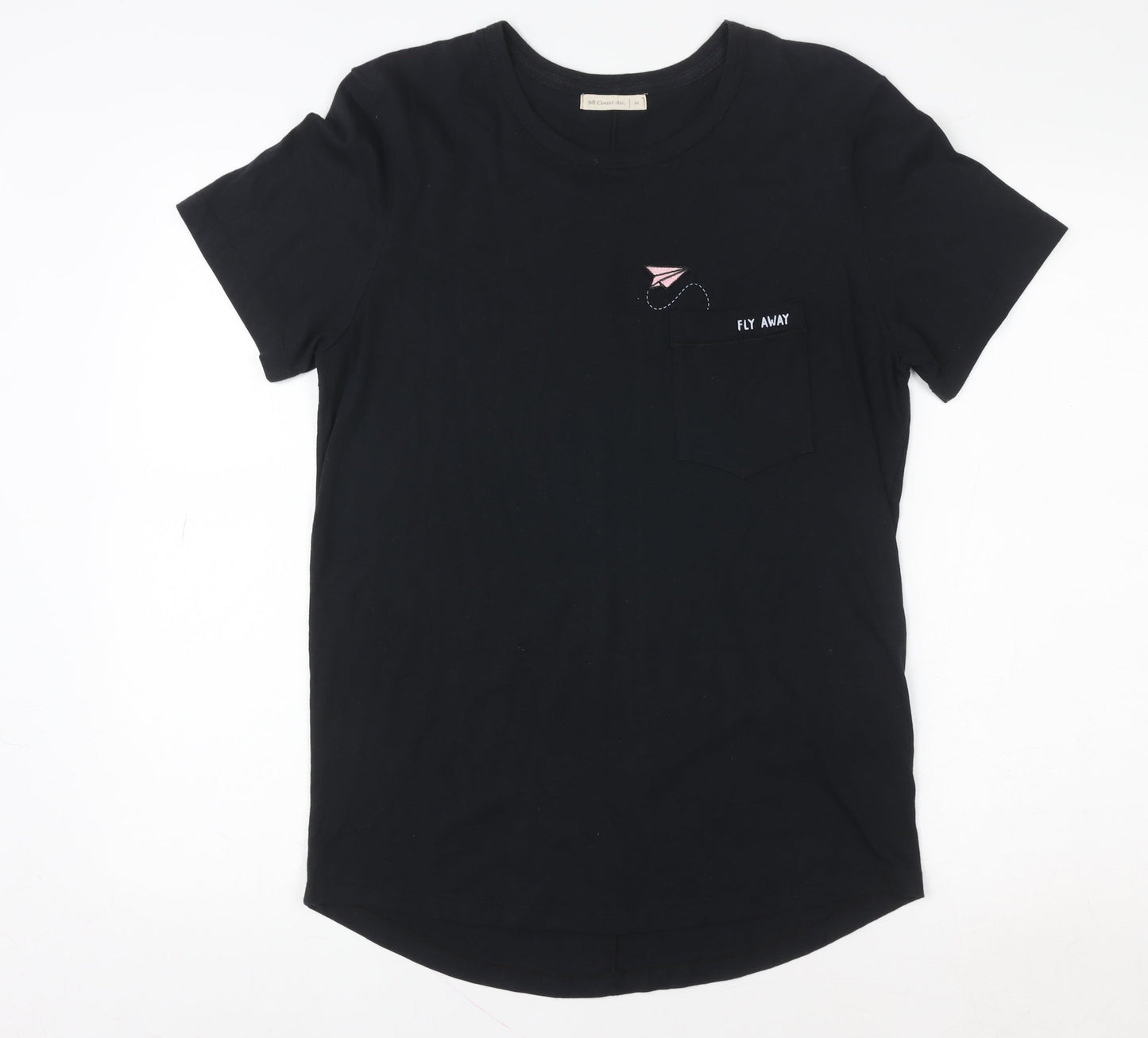Womens UK Size M 98 Coast Av. Black Basic T-Shirt