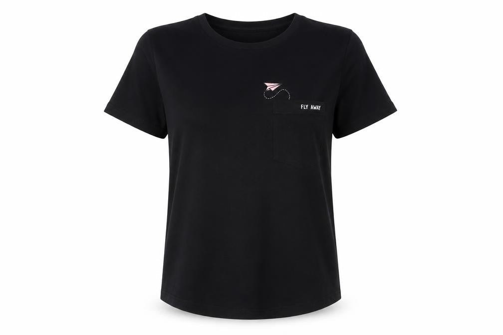 Womens UK Size M 98 Coast Av. Black Basic T-Shirt