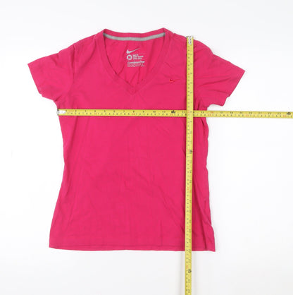 Nike Women's Pink Slim Fit V-Neck Short Sleeve T-Shirt Size M