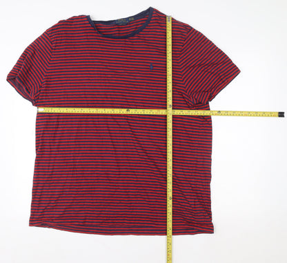 Ralph Lauren Men's Red Navy Striped Cotton Slim Fit T-Shirt 2XL