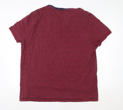 Ralph Lauren Men's Red Navy Striped Cotton Slim Fit T-Shirt 2XL