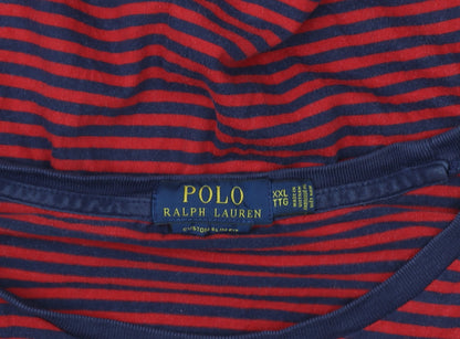 Ralph Lauren Men's Red Navy Striped Cotton Slim Fit T-Shirt 2XL