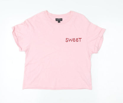 Womens UK Size 4 Topshop Pink Basic T-Shirt