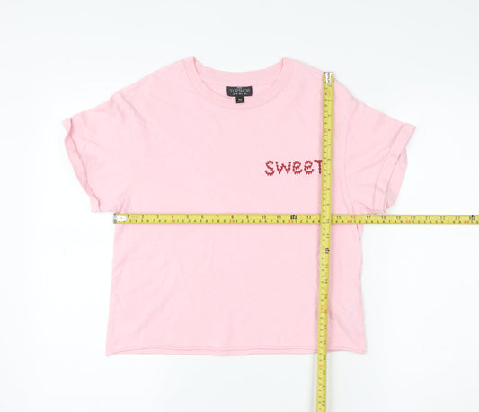 Womens UK Size 4 Topshop Pink Basic T-Shirt