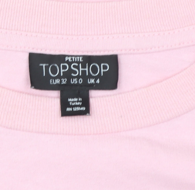 Womens UK Size 4 Topshop Pink Basic T-Shirt