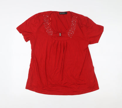 Womens UK Size S Just Elegance Red Basic T-Shirt