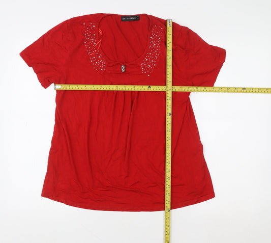 Womens UK Size S Just Elegance Red Basic T-Shirt