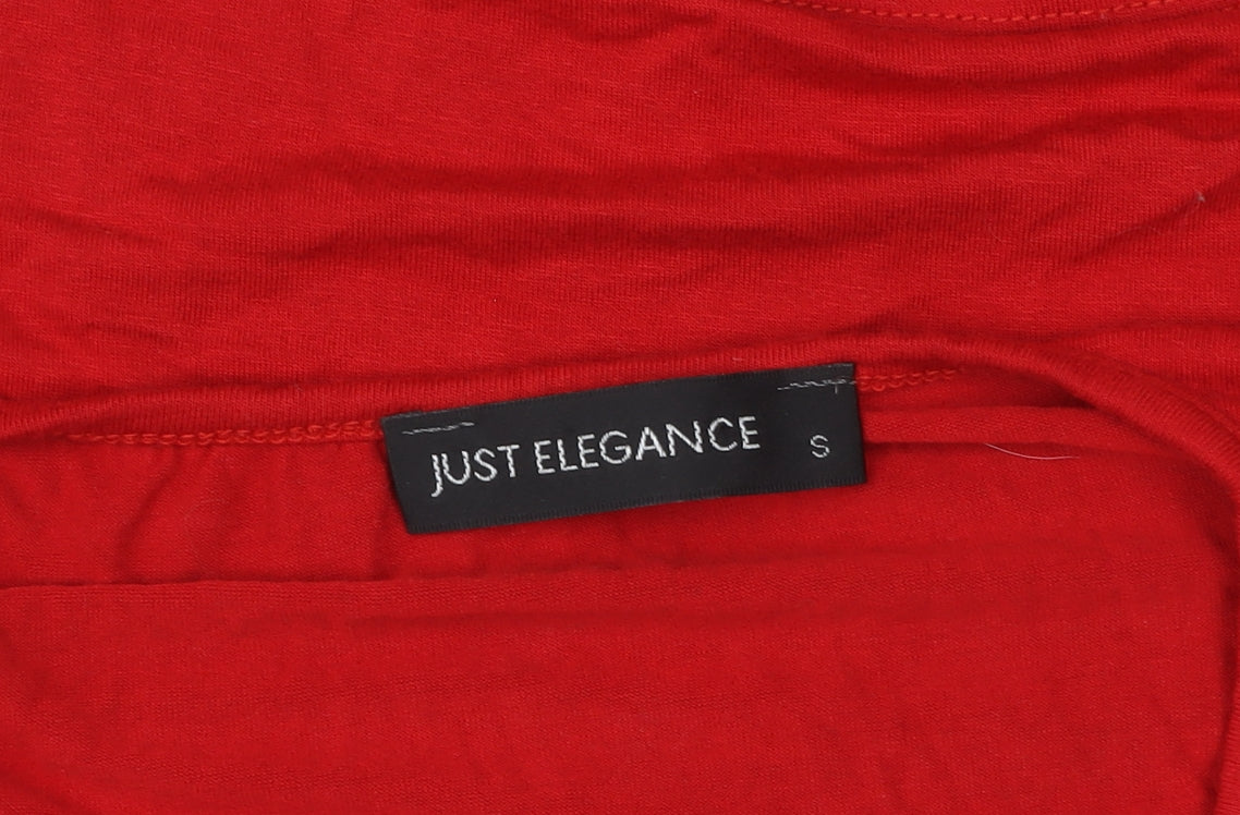 Womens UK Size S Just Elegance Red Basic T-Shirt
