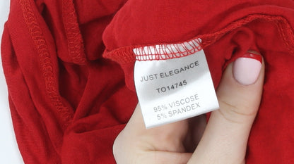 Womens UK Size S Just Elegance Red Basic T-Shirt