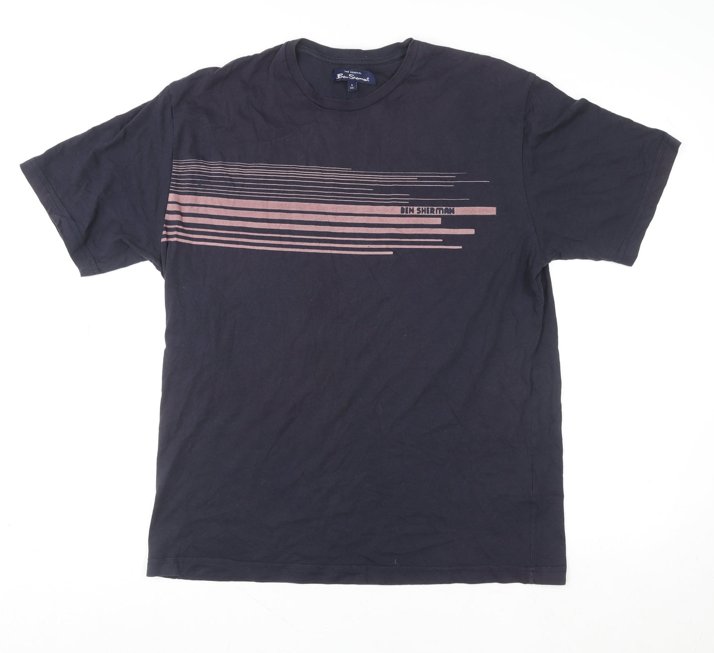 Ben Sherman Unisex Blue 2XL Basic Striped Cotton T-Shirt