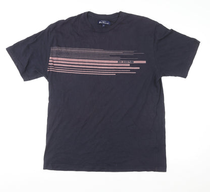 Ben Sherman Unisex Blue 2XL Basic Striped Cotton T-Shirt