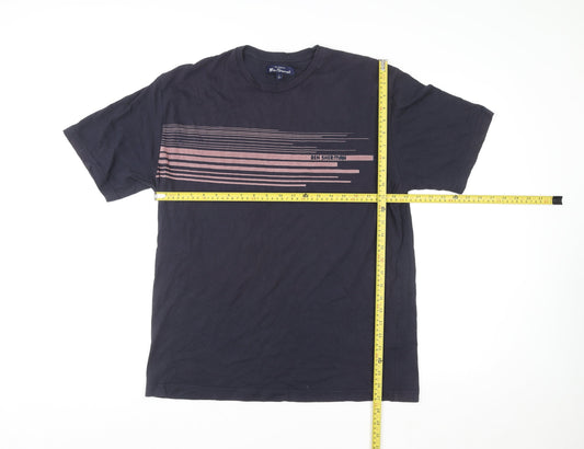 Ben Sherman Unisex Blue 2XL Basic Striped Cotton T-Shirt