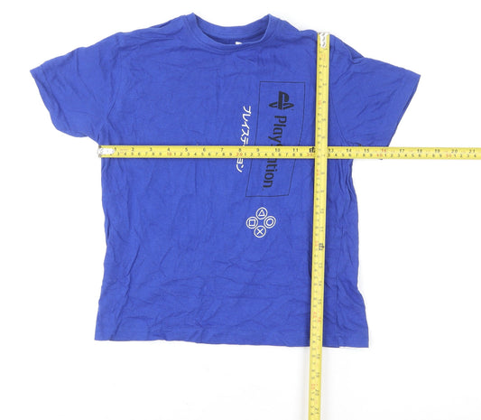 Primark Boys Blue PlayStation Graphic T-Shirt 8-9 Years Casual Short Sleeve