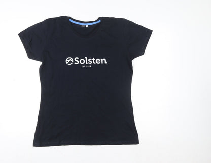 Womens UK Size L Premium Black Basic T-Shirt