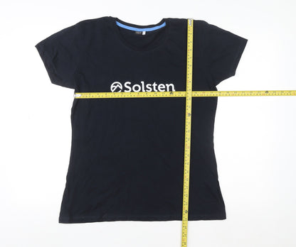 Womens UK Size L Premium Black Basic T-Shirt